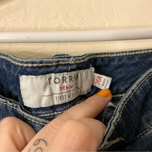 Torrid Blue Flare Vintage Stretch Mid Rise Jeans - Picture 9 of 11